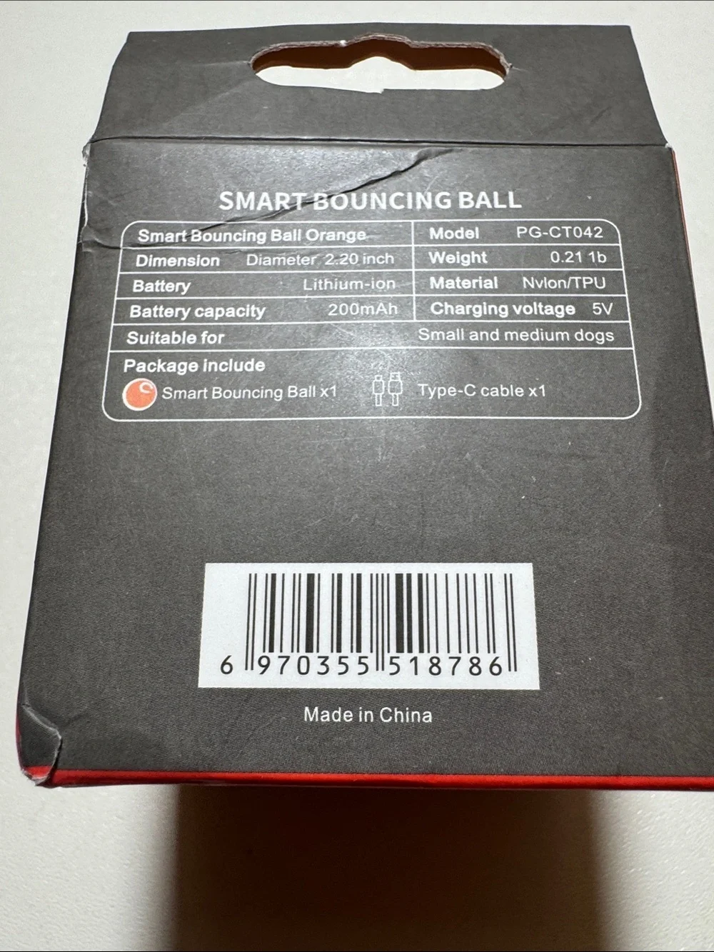 Smart Bouncing Ball Dog Toy - Small/Medium Dogs  2.2 inch